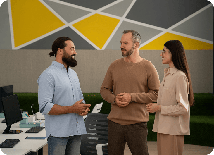 Team meeting in modern coworking space